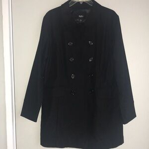 Mossimo black double breasted trench; size XL